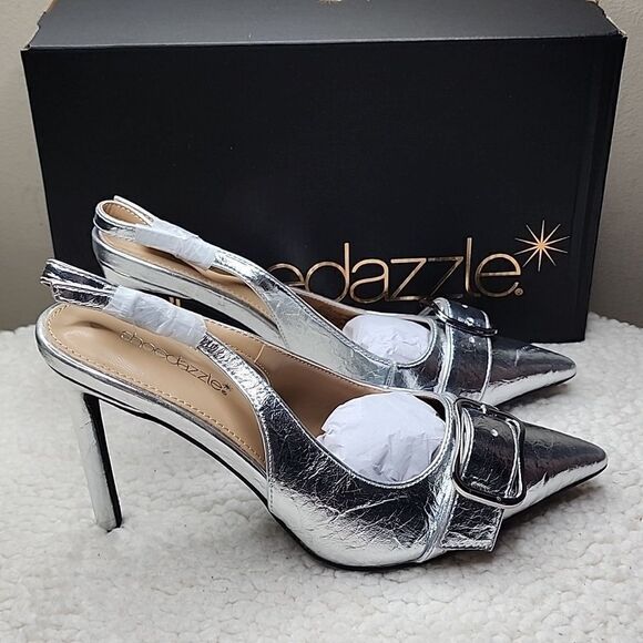 NIB Shoe Dazzle Pumps GiGi Silver Size 9 - Picture 3 of 8